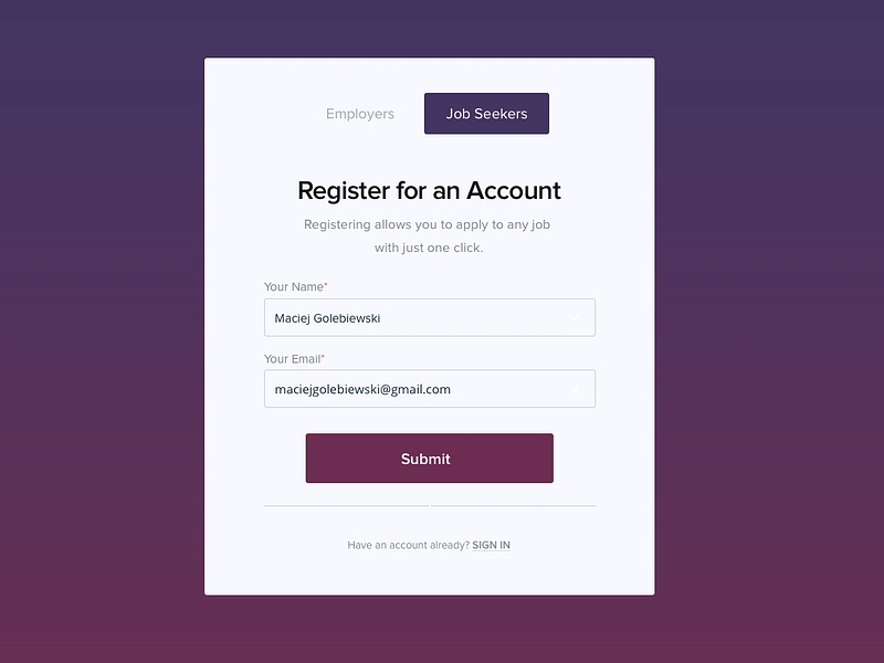 MDTJ login screen by Maciej Golebiewski on Dribbble