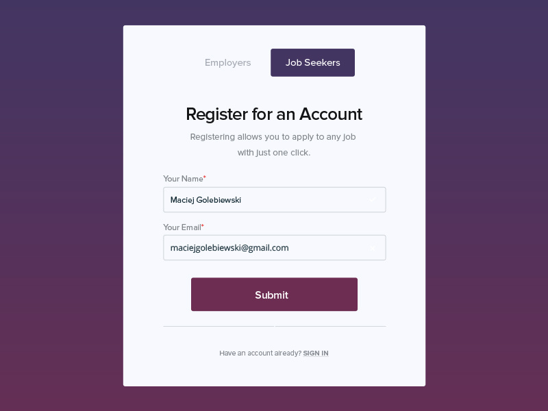 MDTJ login screen by Maciej Golebiewski on Dribbble