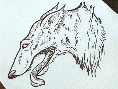 Borzoi black work borzoi design dog etching tattoo