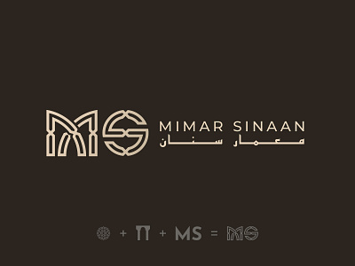 Mimar Sinaan - Logo Design Version 1 architecture architecture logo branding clever logo creative logos geometric islamic design logo mark outlined icon pattern pillars type logo typography