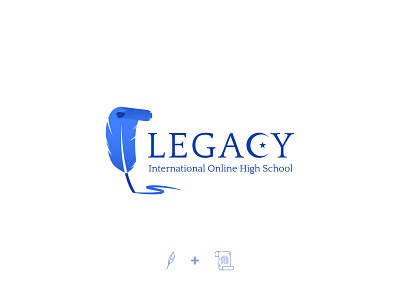 Legacy Logo brand identity branding conceptual design creative logo feather homeschool illustraion islam islamic legacy logo mark moon muslim quill school scroll star visual identity writing