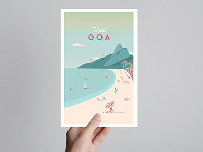 G O A beaches.sea illustration mountains pastels seashore typography