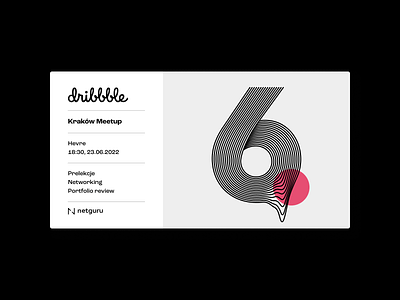 06 Dribbble Kraków Meetup branding cracow digit kraków letter line pink retro six typography wavy