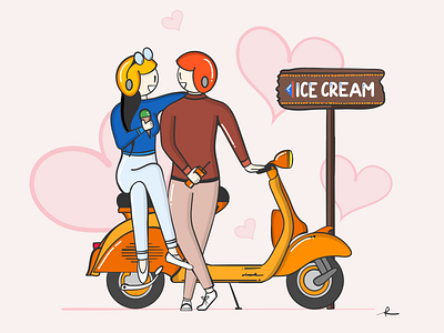 Ice Cream Date adobe draw date illustration love vector