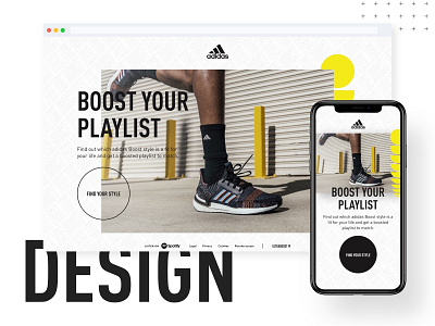 adidas Boost adidas campaign clean sneakers spotify trainers ui ux web design