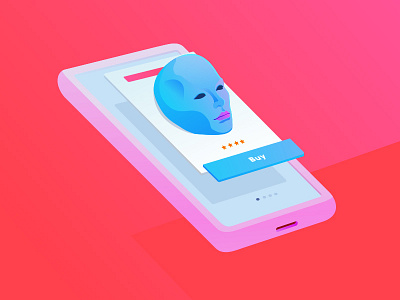 Buy a face buy face gradients illustration perspective phone stars