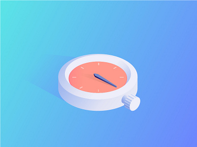 Watch blue gradient green illustration time isometric teal watch