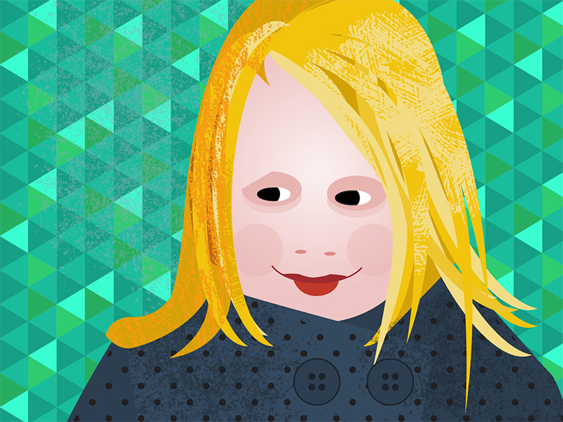 Portrait Charlotte avatar daughter icon hair blond pink green smile portrait