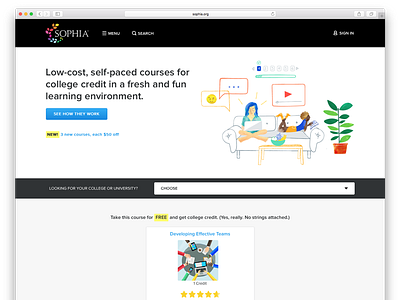 Sophia online learning responsive illustration