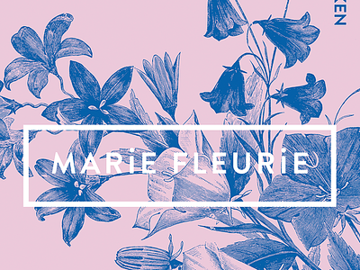 Marie Fleurie florist poster art direction art direction design blue branding digital branding duotone duotones florist flowers pink postcard poster
