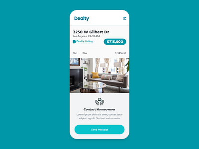 Dealty Contact Homeowner coplex layout mobile real estate ui ux web