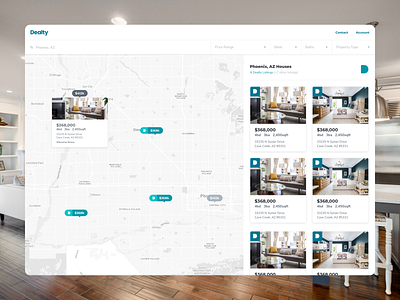 Dealty Map coplex layout map real estate ui ux web