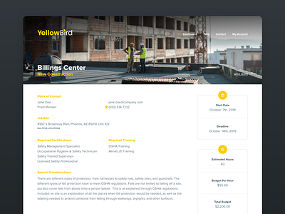 YellowBird - Job Detail compliance coplex layout safety ui ux web