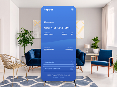 Payper - Payment account blue card coplex credit debit finance layout mastercard mobile payment payper routing ui ux web white