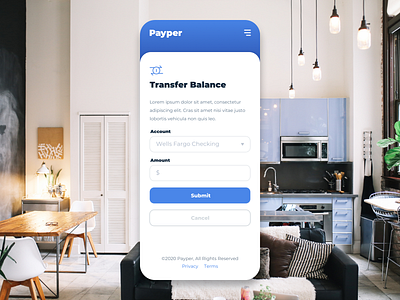 Payper - Transfer Balance account app balance banking blue coplex finance ios layout mobile payper submit transfer transfer money ui ux web white