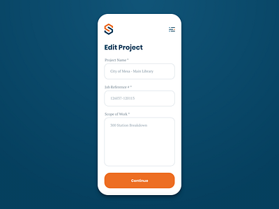 Steady Install - Edit Project blue construction coplex edit form form field layout mobile navy orange steady install ui ux web