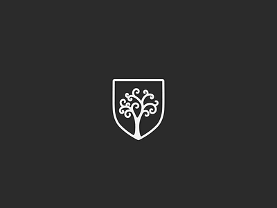 Shield + Tree emblem geometric logo mark minimalism oak shield tree