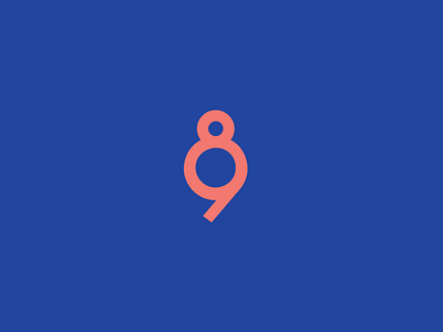 89 + Magnifying glass 80s 89 blue brand branding logo logotype mark modern retro salmon visual
