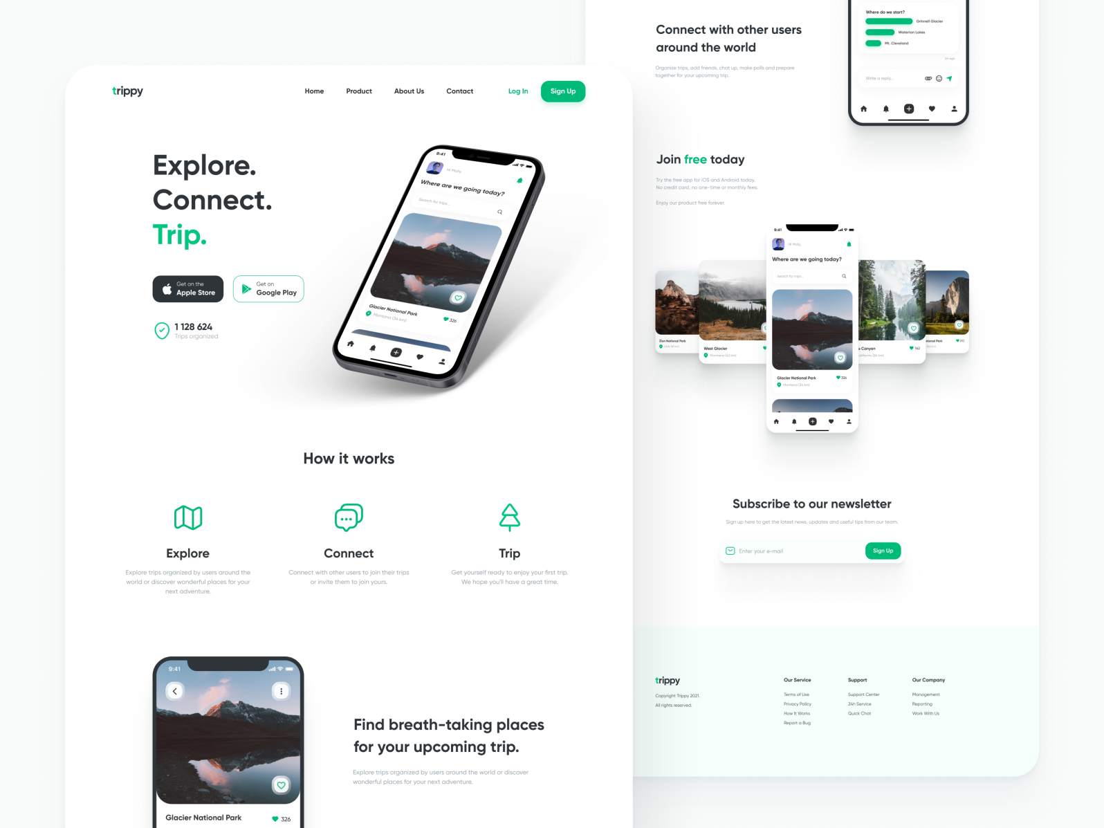 Trip Organization App - Landing Page by Bertalan Hazman on Dribbble