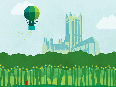 Journey To Discovery adventure cathedral discover hot air balloon illustration journey kids scene school story