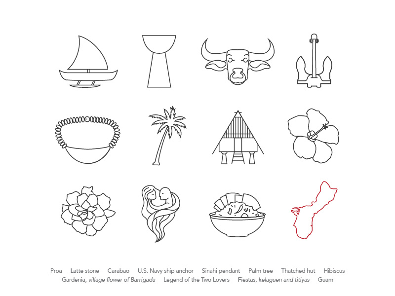 Pacific Islander-American Icon Set icon set may micronesia heritage tropical line 2d flat icon