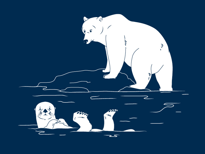 Bear And Otter 2d vector illustration wildlife animals aquarium zoo otter bear
