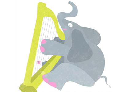 Elephant lady harmony animal butterfly cute editorial gif illustration music