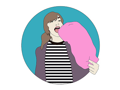 Cotton Candy Girl flat fun illustration portrait self simple