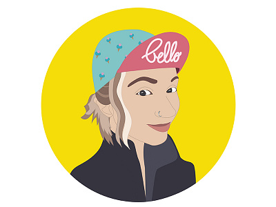 Cycle Girl character commuter cycle flat illustration portrait self