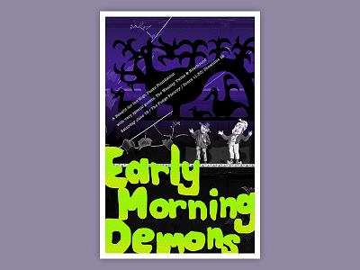Early Morning Demons bands collage gig poster hand lettering merch poster