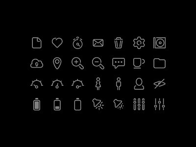 Line Icons black glyphs icons illustration line pictograph simple stroke ui vector