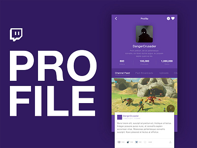 Daily UI #006 – User Profile app games gaming ios profile purple twitch user video zelda