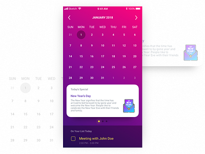 Daily UI Challenge: Day 1 - Calendar App calendar app daily ui daily ui challenge day 1 ios new year new year resolution to do ui user experience design user interface design ux