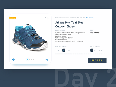 Daily UI Challenge: Day 2 - Product Details Page daily ui challenge day 2 ecommerce product detail page shoes ui user experience design user interface design ux web site