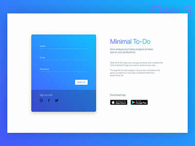 Daily UI Challenge: Day 3 - Sign Up Page app store daily ui challenge day 3 minimal to do minimalistic play store sign up page ui user experience design user interface design ux web site
