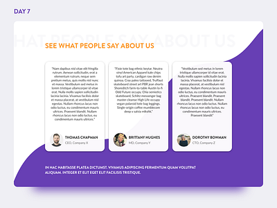 Daily UI Challenge: Day 7 - Testimonials Section client feedback daily ui challenge day 7 testimonials ui user experience design user interface design ux web app website