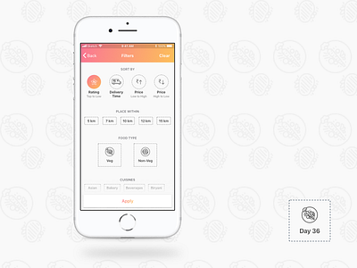 Daily UI Challenge: Day 36 - Filters Page android app clean daily ui challenge ecommerce filters food food delivery ios app minimal minimalistic ui design ux design