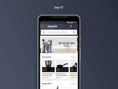 Daily UI Challenge: Day 47 - Amazon App Redesign amazon android app daily ui challenge ecommerce google pixel 2 ios app material design mobile app redesign ui design ux design