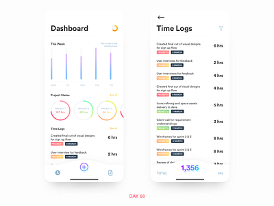 Daily UI Challenge: Day 68 Timetracker app