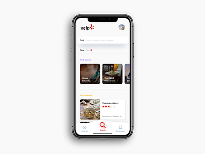 Daily UI Challenge: Day 86 Yelp App Search Page bars daily ui challenge dentists interaction design redesign restaurants search ui ui design ux ux design yelp