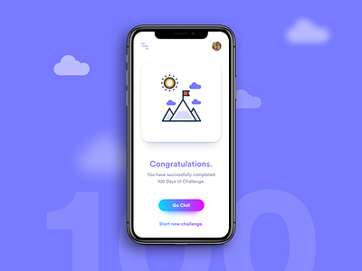 Daily UI Challenge: Day 100 android challenge completion daily ui challenge interaction design ios iphonex success ui design ux design
