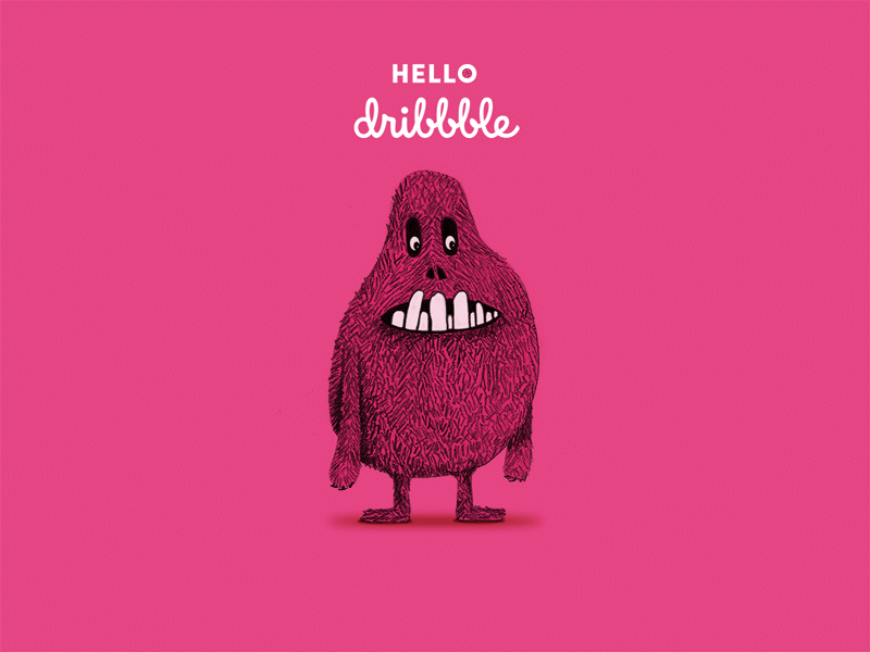 Hello Dribbble! animation character debut design dribbble first gif hello illustration shot