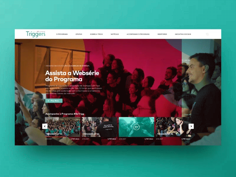 Website Triggers business design interface layout page site social impact startups trigg triggers ui webserie