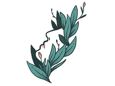 Slow Growth calm flower foliage icon illustration leaf plant sketchbook sticker woman