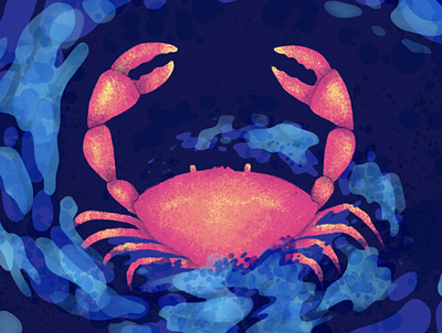 Cancer blue calm cancer crab horoscope illustration ocean ocean life red water