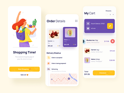Delivery App app clean dashboard delivery delivery app food food app fruits illustration mobile mobile app order shopping shopping app