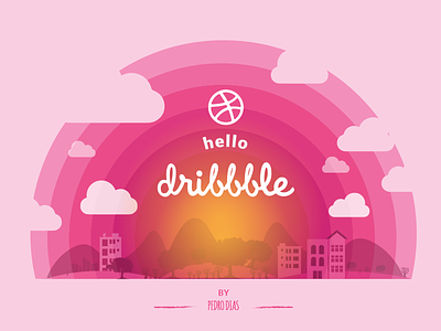 Hello Dribbble Pedrodias city dribbble illustration piece vector