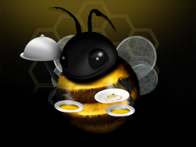 Bee Restaurant bee bug character dinner food furry honey insect maffia plate restaurant serve waiter wasp