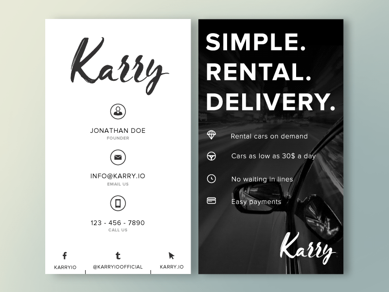Business cards Karry branding business car cards delivery print rental