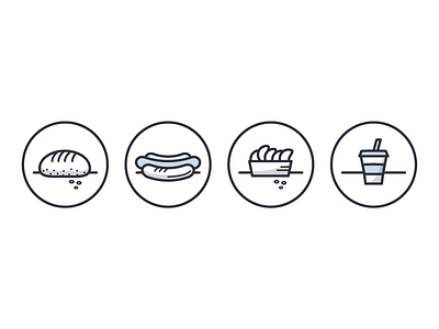 Food order Icons bread chips drinks food hot dogs icons illustrations line sides